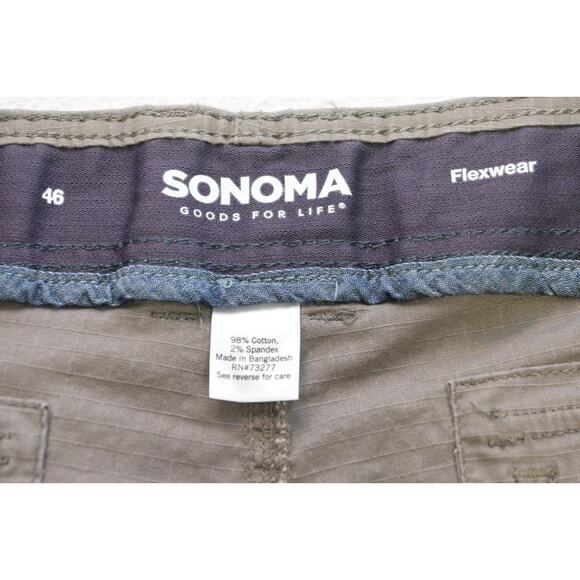 Sonoma Cargo Shorts Flex Ripstop Brown Rugged Khaki Chinos Mens Size 46 NWT - Picture 5 of 8